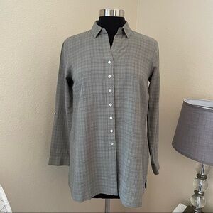 NWOT J. Jill Plaid Button Front Longline Shirt